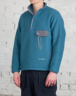 Online and wander Calamai Tech Wool Fleece Pullover Blue Gray