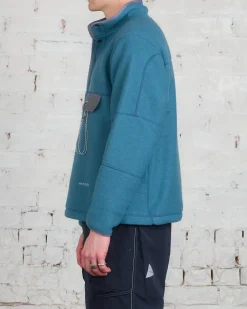 Online and wander Calamai Tech Wool Fleece Pullover Blue Gray