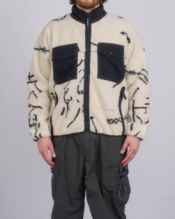 Hot and wander Daijiro OHARA Map Key Boa Jacket Off White
