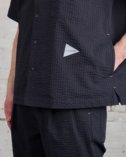 Hot and wander Dry Soft Seersucker Button Shirt Navy