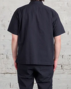 Hot and wander Dry Soft Seersucker Button Shirt Navy