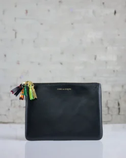 Clearance Comme des Garçons WALLET CDG Wallet Zipper Pull Large Zip Pouch Black
