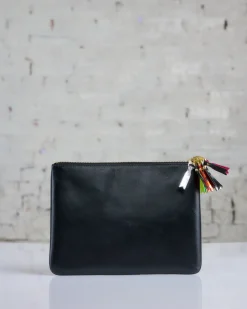 Clearance Comme des Garçons WALLET CDG Wallet Zipper Pull Large Zip Pouch Black