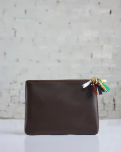New Comme des Garçons WALLET CDG Wallet Zipper Pull Large Zip Pouch Brown