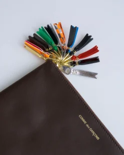 New Comme des Garçons WALLET CDG Wallet Zipper Pull Large Zip Pouch Brown