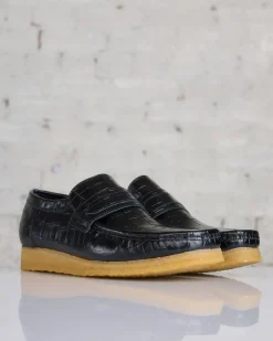 Discount Clarks Originals Men's Wallabee Loafer Black Croc