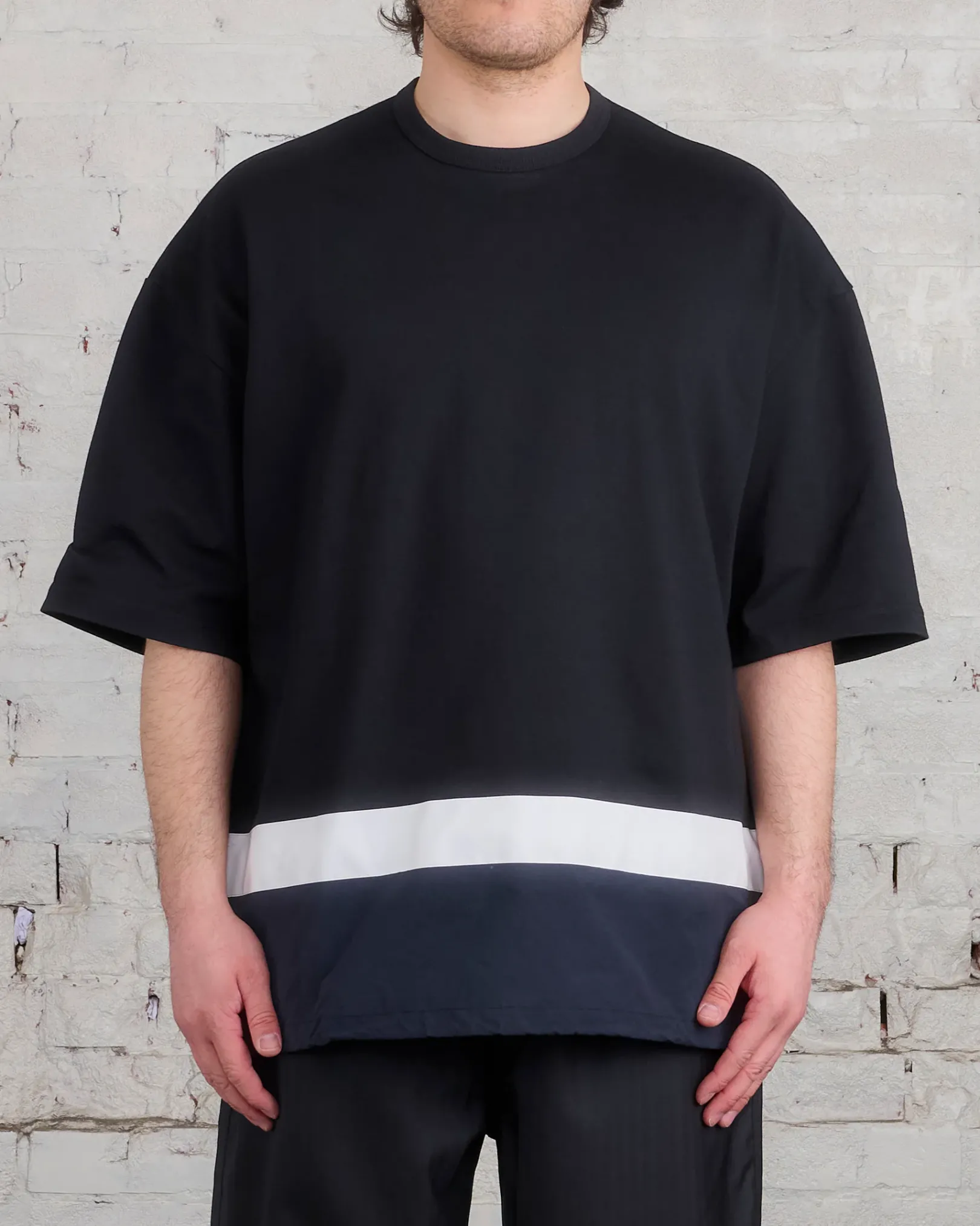 Clearance COMME des GARÇONS HOMME Cotton Jersey-Nylon Taffeta Mix T-Shirt Black