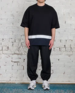 Clearance COMME des GARÇONS HOMME Cotton Jersey-Nylon Taffeta Mix T-Shirt Black