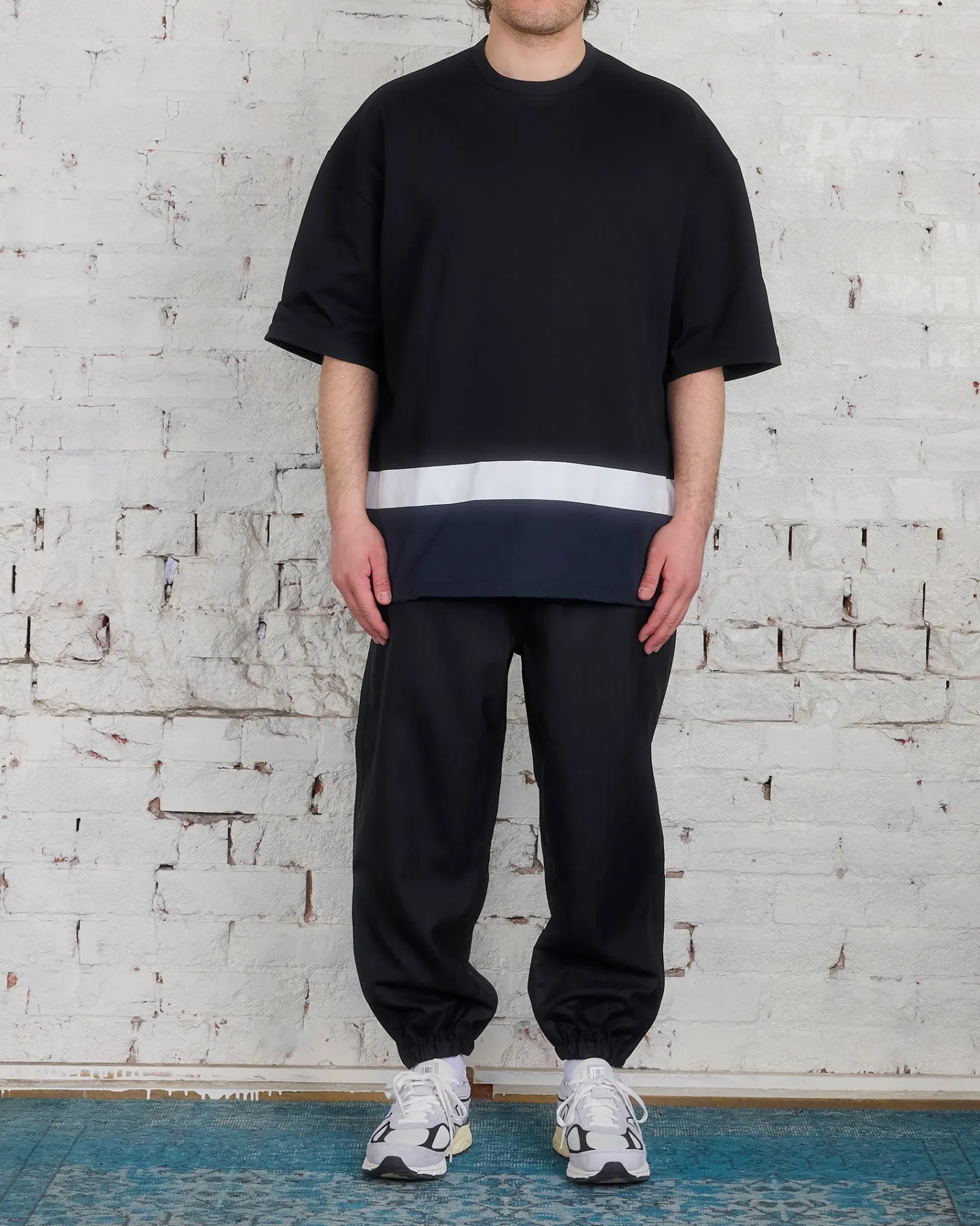 Clearance COMME des GARÇONS HOMME Cotton Jersey-Nylon Taffeta Mix T-Shirt Black