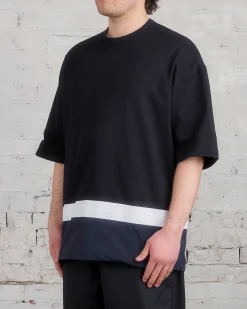 Clearance COMME des GARÇONS HOMME Cotton Jersey-Nylon Taffeta Mix T-Shirt Black
