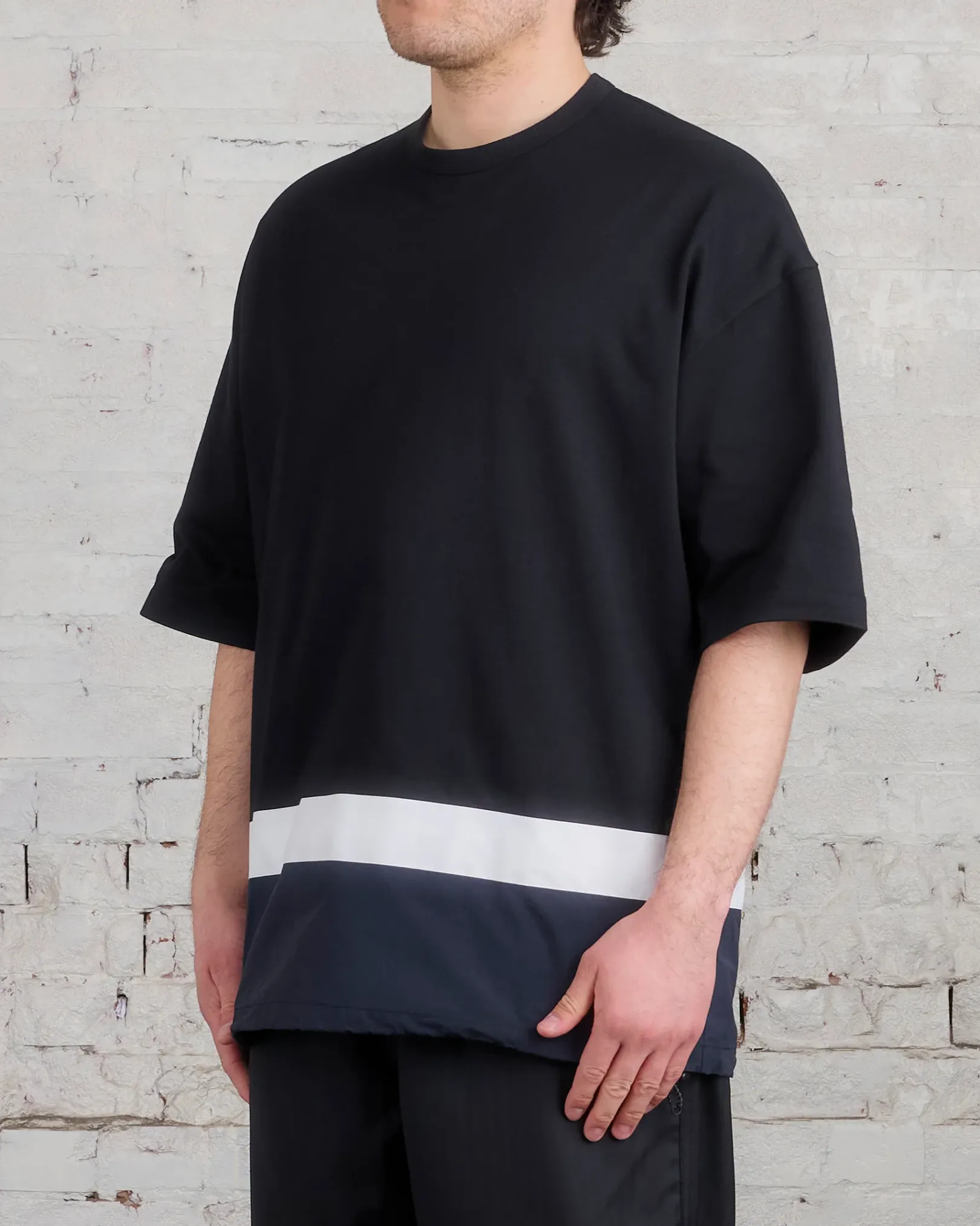 Clearance COMME des GARÇONS HOMME Cotton Jersey-Nylon Taffeta Mix T-Shirt Black
