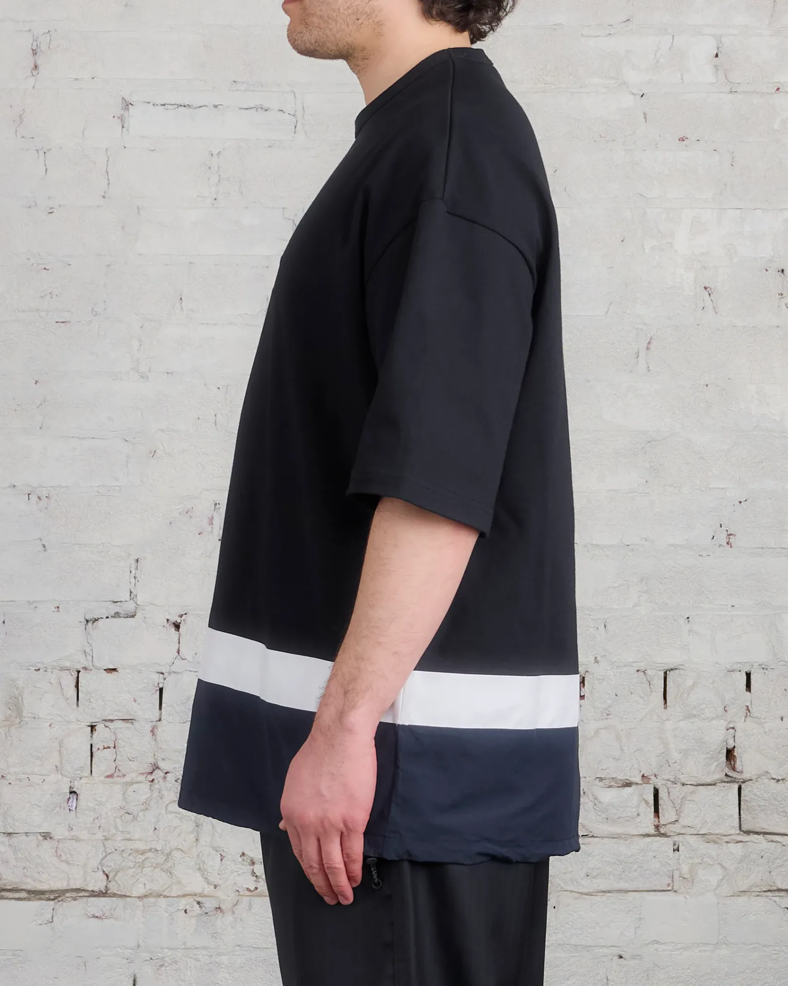 Clearance COMME des GARÇONS HOMME Cotton Jersey-Nylon Taffeta Mix T-Shirt Black