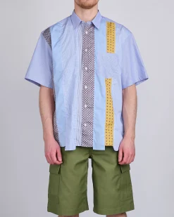 Fashion COMME des GARÇONS HOMME Cotton Check Multi Fabric Button Shirt Mix