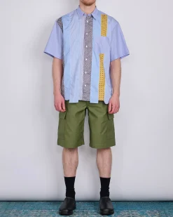 Fashion COMME des GARÇONS HOMME Cotton Check Multi Fabric Button Shirt Mix