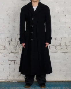 Outlet COMME des GARÇONS HOMME Plus Wool Nylon Mosser Coat Black