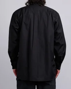 New COMME des GARÇONS HOMME Plus Cotton Broad Poly Mesh Button Shirt Black
