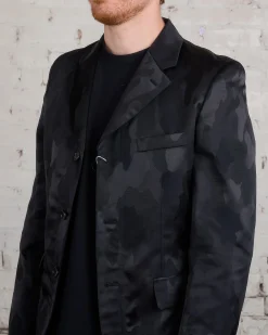 Best COMME des GARÇONS HOMME Plus Nylon Jacquard Camo Pattern Blazer Black