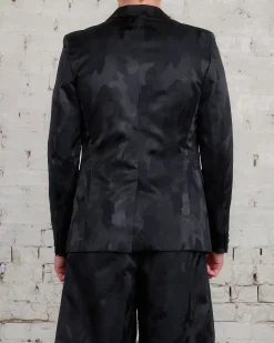 Best COMME des GARÇONS HOMME Plus Nylon Jacquard Camo Pattern Blazer Black