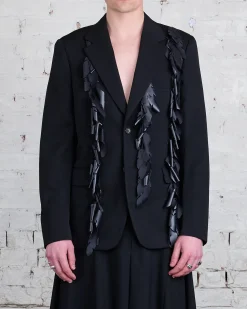 New COMME des GARÇONS HOMME Plus Wool Gabardine Motif Blazer Black