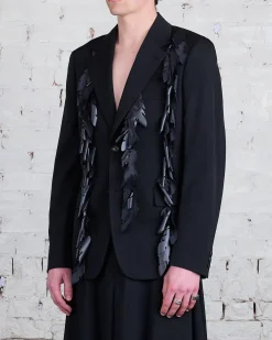 New COMME des GARÇONS HOMME Plus Wool Gabardine Motif Blazer Black