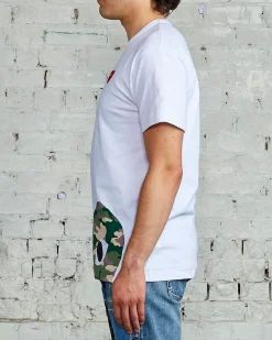 Discount Comme des Garçons PLAY Big Camouflage Large Low Heart T-Shirt White