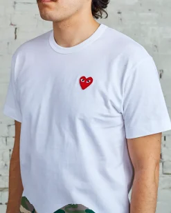 Discount Comme des Garçons PLAY Big Camouflage Large Low Heart T-Shirt White