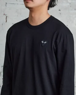 Hot Comme des Garçons PLAY Black Heart Long Sleeve T-Shirt Black