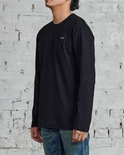 Hot Comme des Garçons PLAY Black Heart Long Sleeve T-Shirt Black