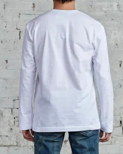 Discount Comme des Garçons PLAY Black Heart Long Sleeve T-Shirt White
