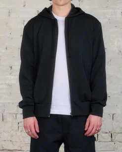 New Comme des Garçons PLAY Invader Red Heart Back Zip Hooded Sweatshirt Black