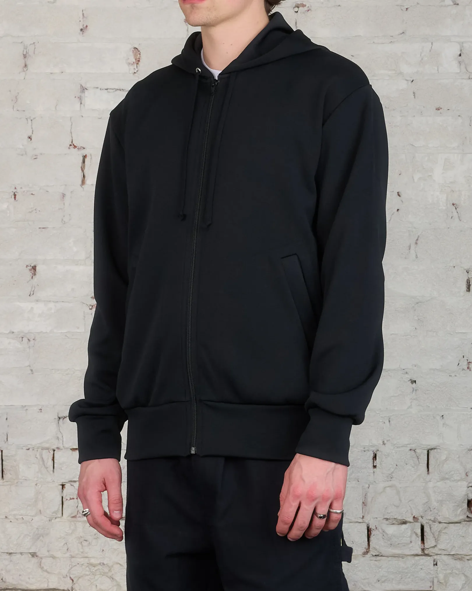 New Comme des Garçons PLAY Invader Red Heart Back Zip Hooded Sweatshirt Black