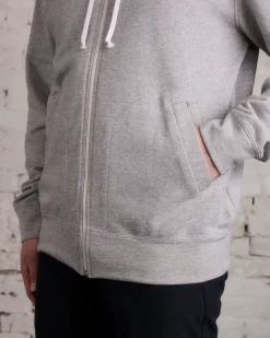 Discount Comme des Garçons PLAY Invader Red Heart Zip Hooded Sweatshirt Grey