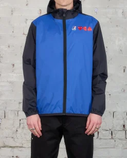 Discount Comme des Garçons PLAY K-Way Full Zip Hooded Jacket Blue/Black