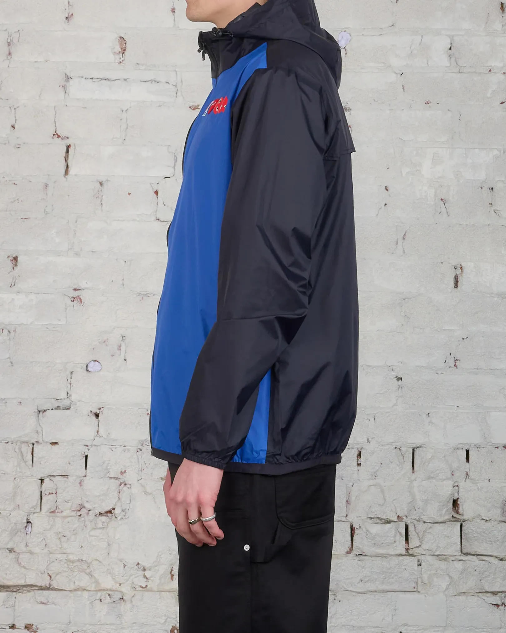 Discount Comme des Garçons PLAY K-Way Full Zip Hooded Jacket Blue/Black