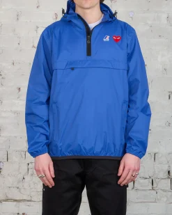Outlet Comme des Garçons PLAY K-Way Half Zip Hooded Jacket Blue