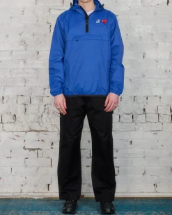 Outlet Comme des Garçons PLAY K-Way Half Zip Hooded Jacket Blue
