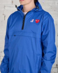 Outlet Comme des Garçons PLAY K-Way Half Zip Hooded Jacket Blue