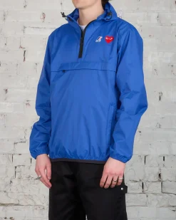 Outlet Comme des Garçons PLAY K-Way Half Zip Hooded Jacket Blue
