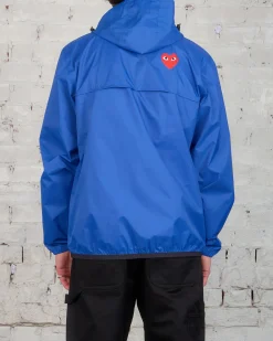 Outlet Comme des Garçons PLAY K-Way Half Zip Hooded Jacket Blue