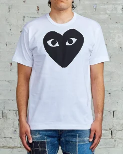 Online Comme des Garçons PLAY Large Chest Black Heart T-Shirt White / Black