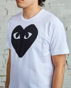 Online Comme des Garçons PLAY Large Chest Black Heart T-Shirt White / Black