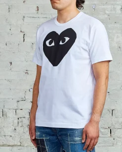 Online Comme des Garçons PLAY Large Chest Black Heart T-Shirt White / Black