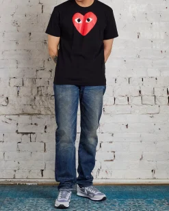 Outlet Comme des Garçons PLAY Medium Chest Print Red Heart T-Shirt Black