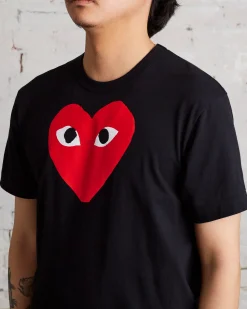 Outlet Comme des Garçons PLAY Medium Chest Print Red Heart T-Shirt Black