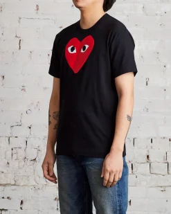 Outlet Comme des Garçons PLAY Medium Chest Print Red Heart T-Shirt Black