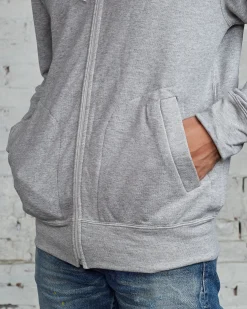 Outlet Comme des Garçons PLAY Red Heart Zip Hooded Sweatshirt Grey