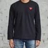 Hot Comme des Garçons PLAY Red Heart Long Sleeve T-Shirt Black