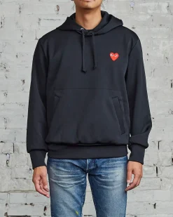 Discount Comme des Garçons PLAY Red Heart Hooded Sweatshirt Black