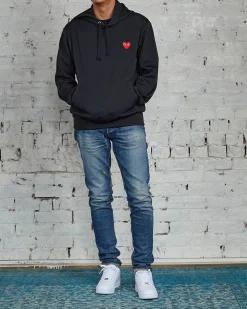 Discount Comme des Garçons PLAY Red Heart Hooded Sweatshirt Black