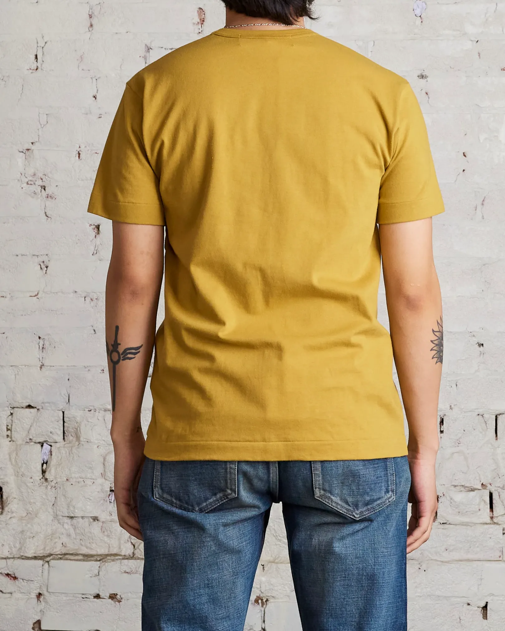 Outlet Comme des Garçons PLAY Small Red Woven Heart T-Shirt Olive